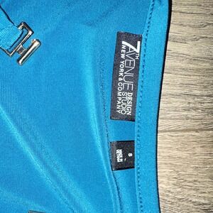 7th Avenue Design Studio New York & Company Blue V-Neck Buckle Blouse Small